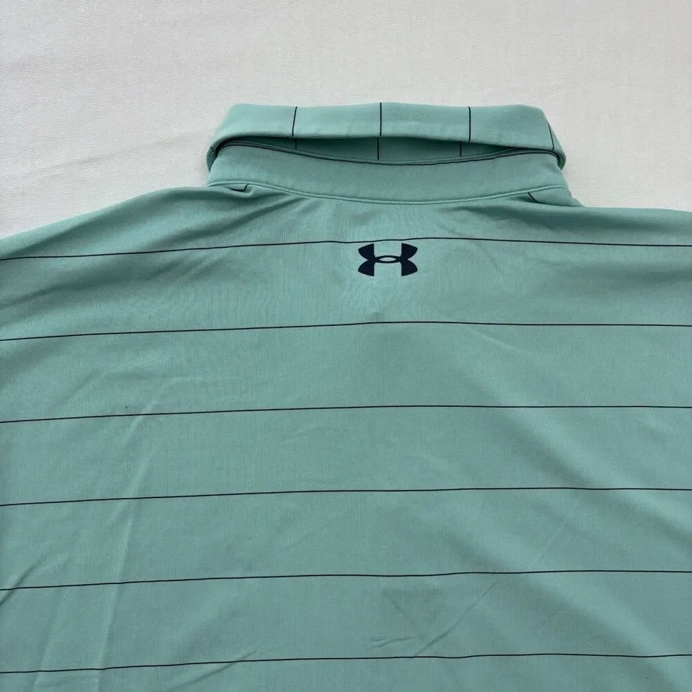 Under Armour Polo Shirt Mens 2XL The Playoff Polo Teal Striped Loose fit Golf